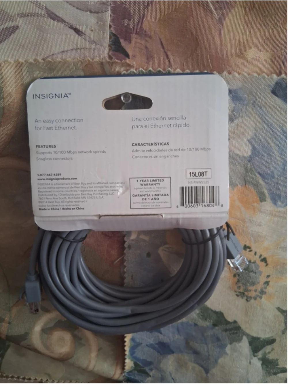 Insignia Cat-5e Network Cable 25 ft Gray RJ-45 Snagless Connectors